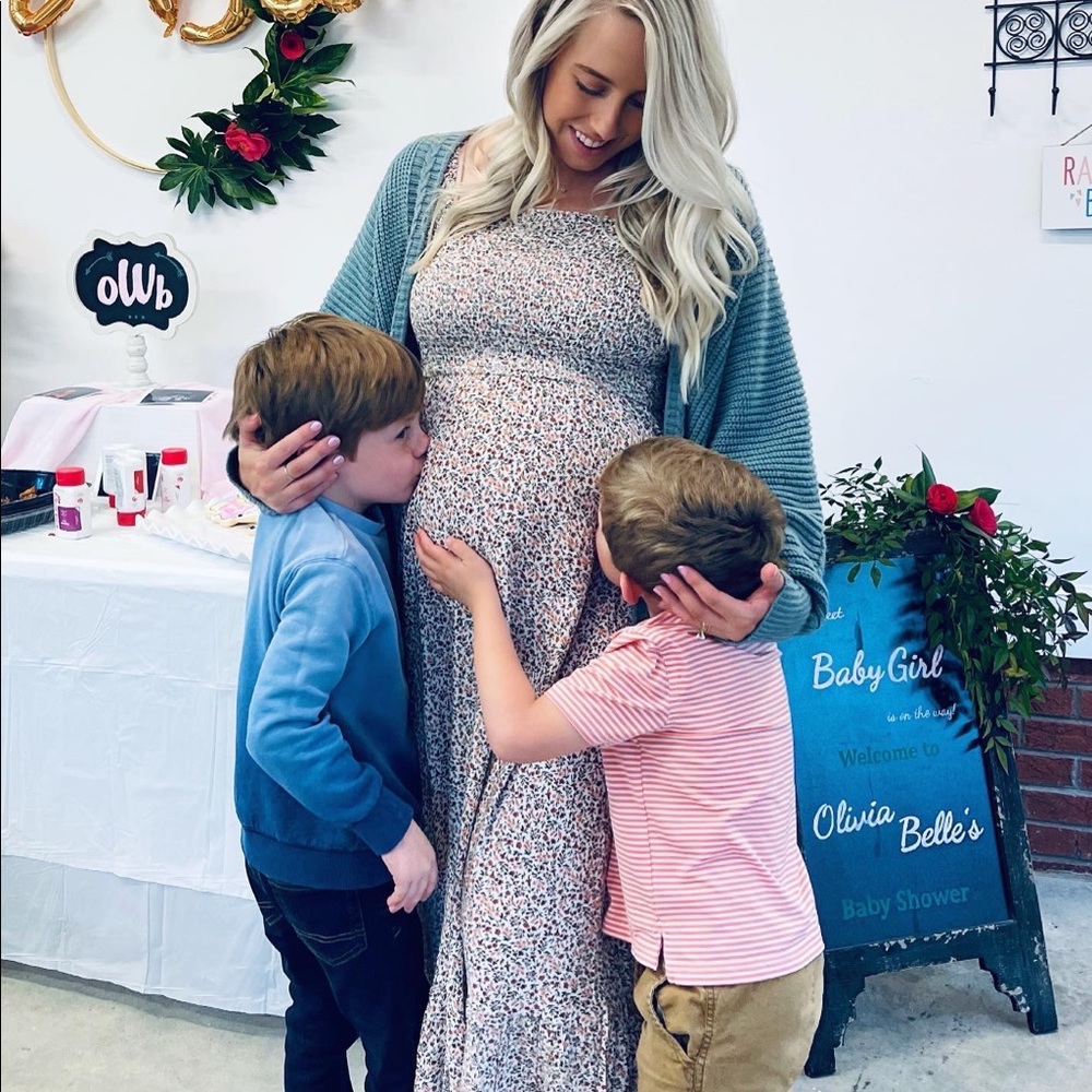 Ivory Floral Smocked Maternity Maxi Dress